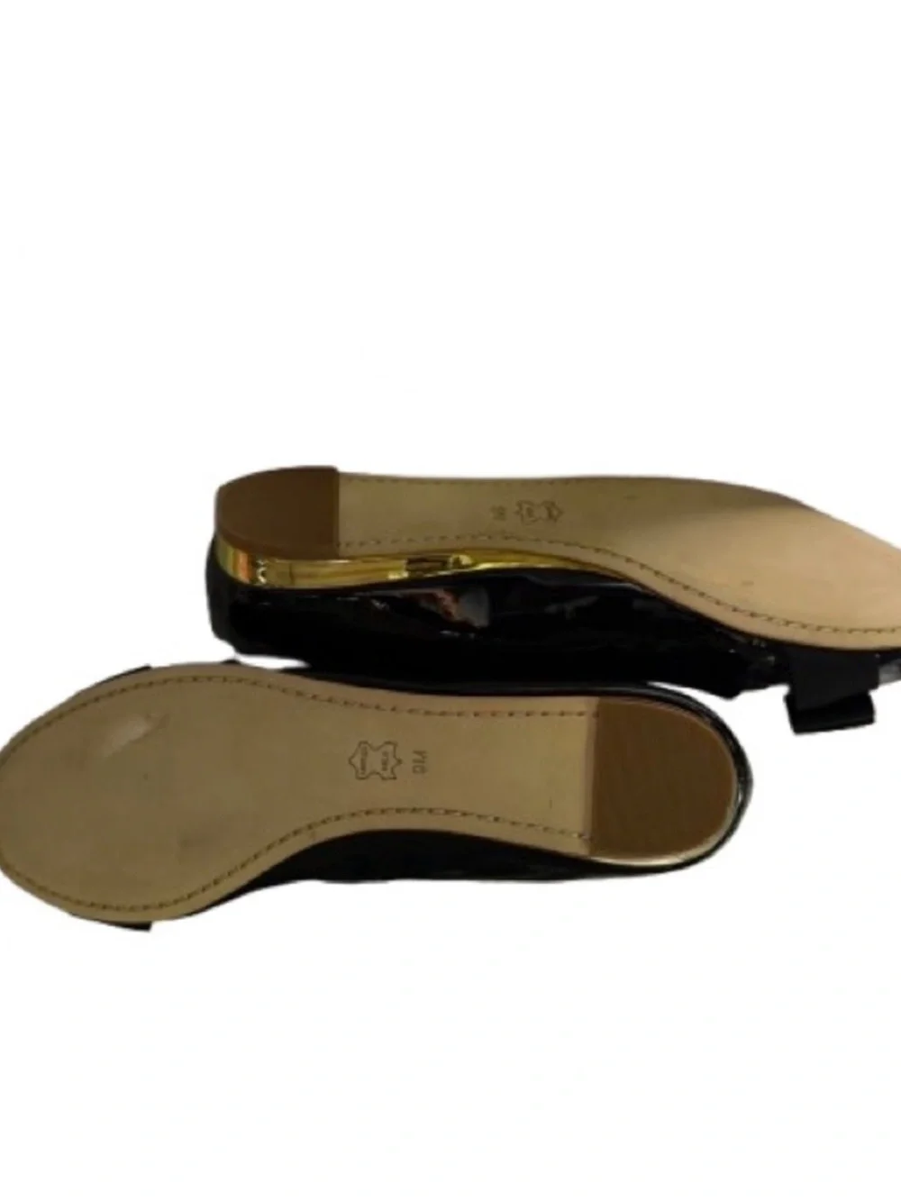 Tory Burch Patent Leather Black Bow Peep-Toe Flats